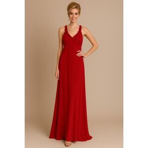 NWT Olivia Matthews Red Gown with Floral Embellishment - 2X